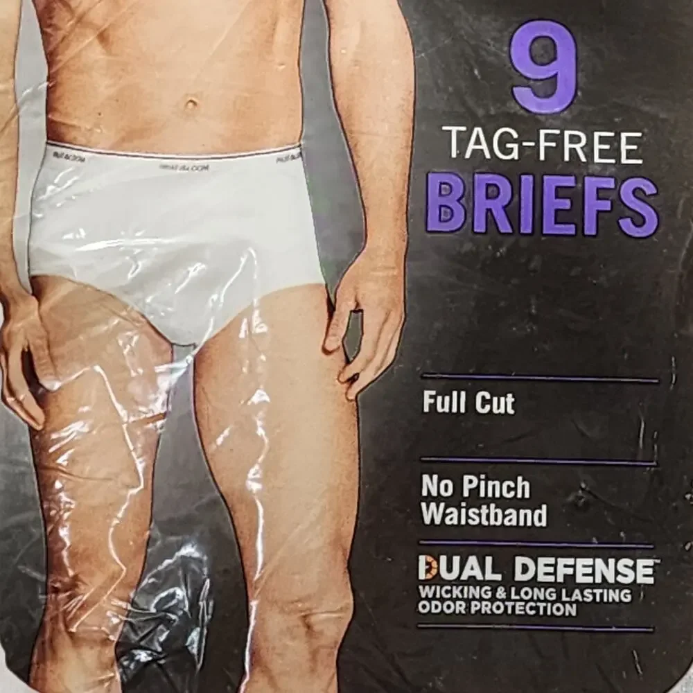 9pk Tag Free Full Cut 100% Cotton Briefs Mens Sz XL 40-42 Fruit Of The Loom NIP